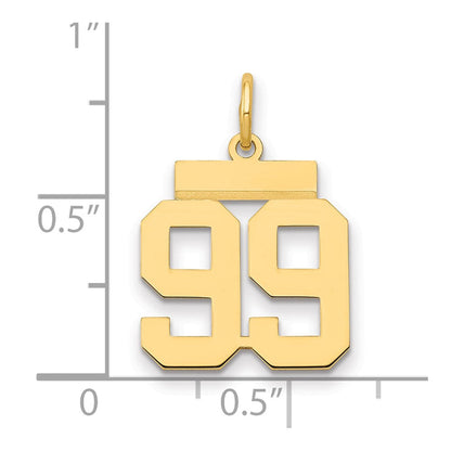14K Gelbgold Kleiner Polierter Charm „Zahl 99“