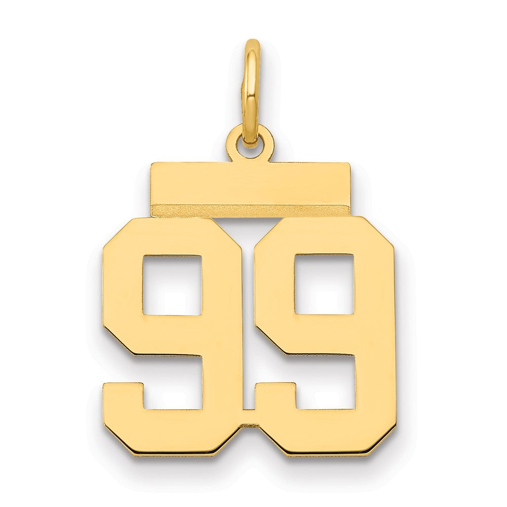 14K Gelbgold Kleiner Polierter Charm „Zahl 99“