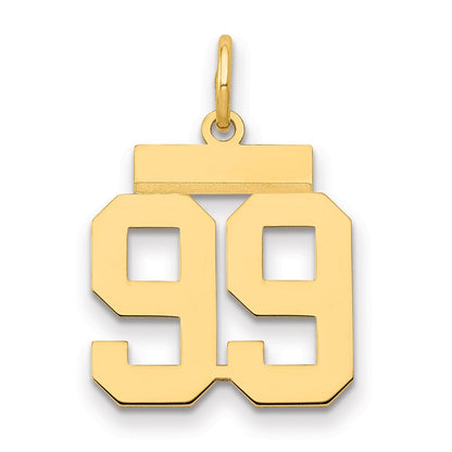 14K Gelbgold Kleiner Polierter Charm „Zahl 99“