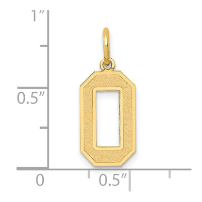14K Gelbgold 14K Mittel Satiniert Zahl 0 Charm