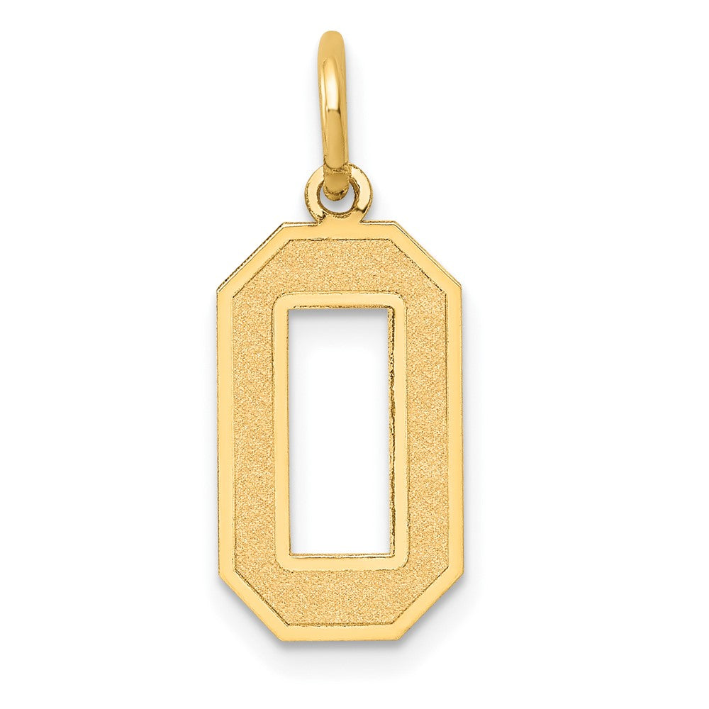 14K Gelbgold 14K Mittel Satiniert Zahl 0 Charm