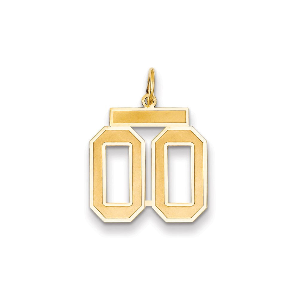 14K Gelbgold Charm „Nummer 00“, mittelgroß, satiniert