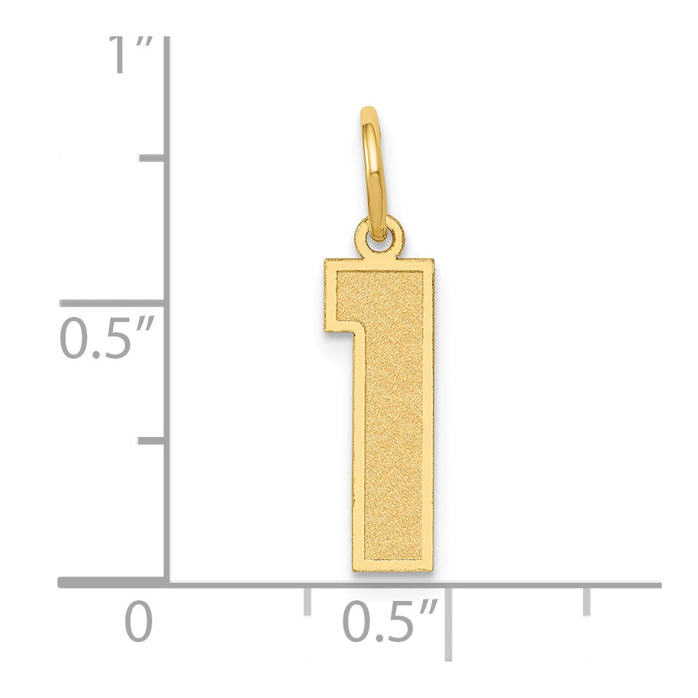 14K Gelbgold 14K Mittel Satiniert Zahl 1 Charm