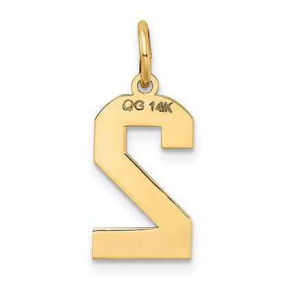 14K Gelbgold 14K Mittel Satiniert Zahl 2 Charm