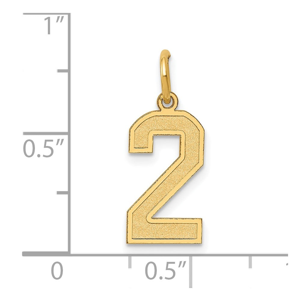 14K Gelbgold 14K Mittel Satiniert Zahl 2 Charm