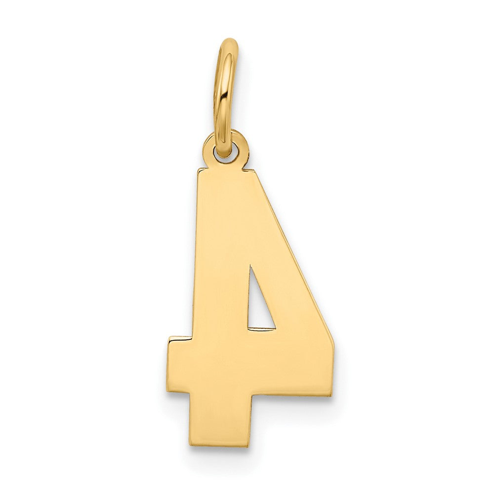 14K Gelbgold 14K Mittel Satiniert Zahl 4 Charm