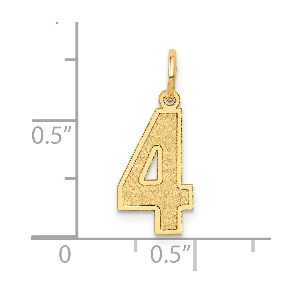 14K Gelbgold 14K Mittel Satiniert Zahl 4 Charm