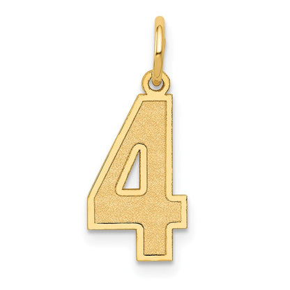 14K Gelbgold 14K Mittel Satiniert Zahl 4 Charm