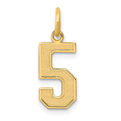 14K Gelbgold 14K Mittel Satiniert Zahl 5 Charm