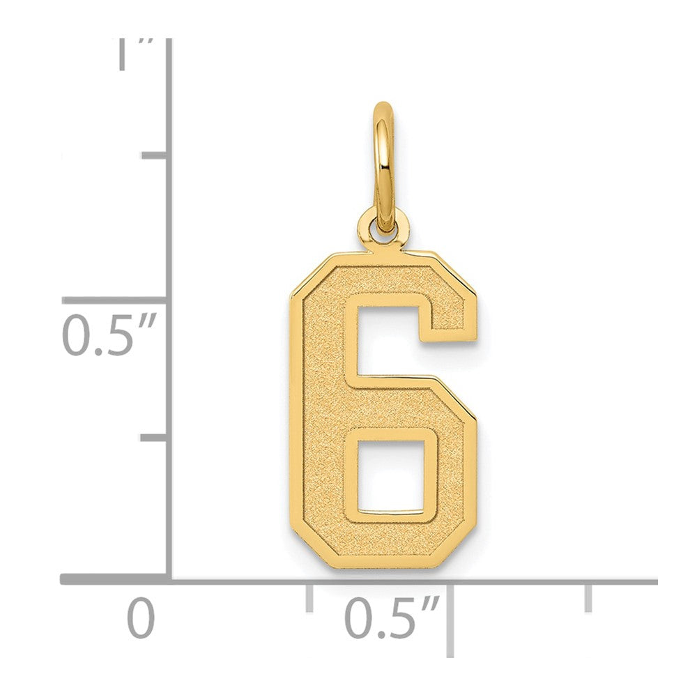 14K Gelbgold 14K Mittel Satiniert Zahl 6 Charm