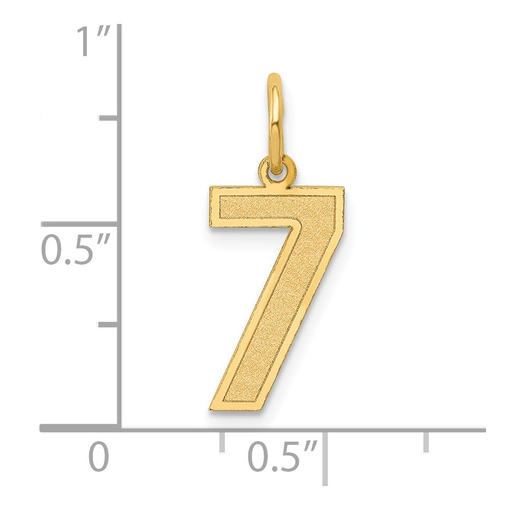 14K Gelbgold 14K Mittel Satiniert Zahl 7 Charm