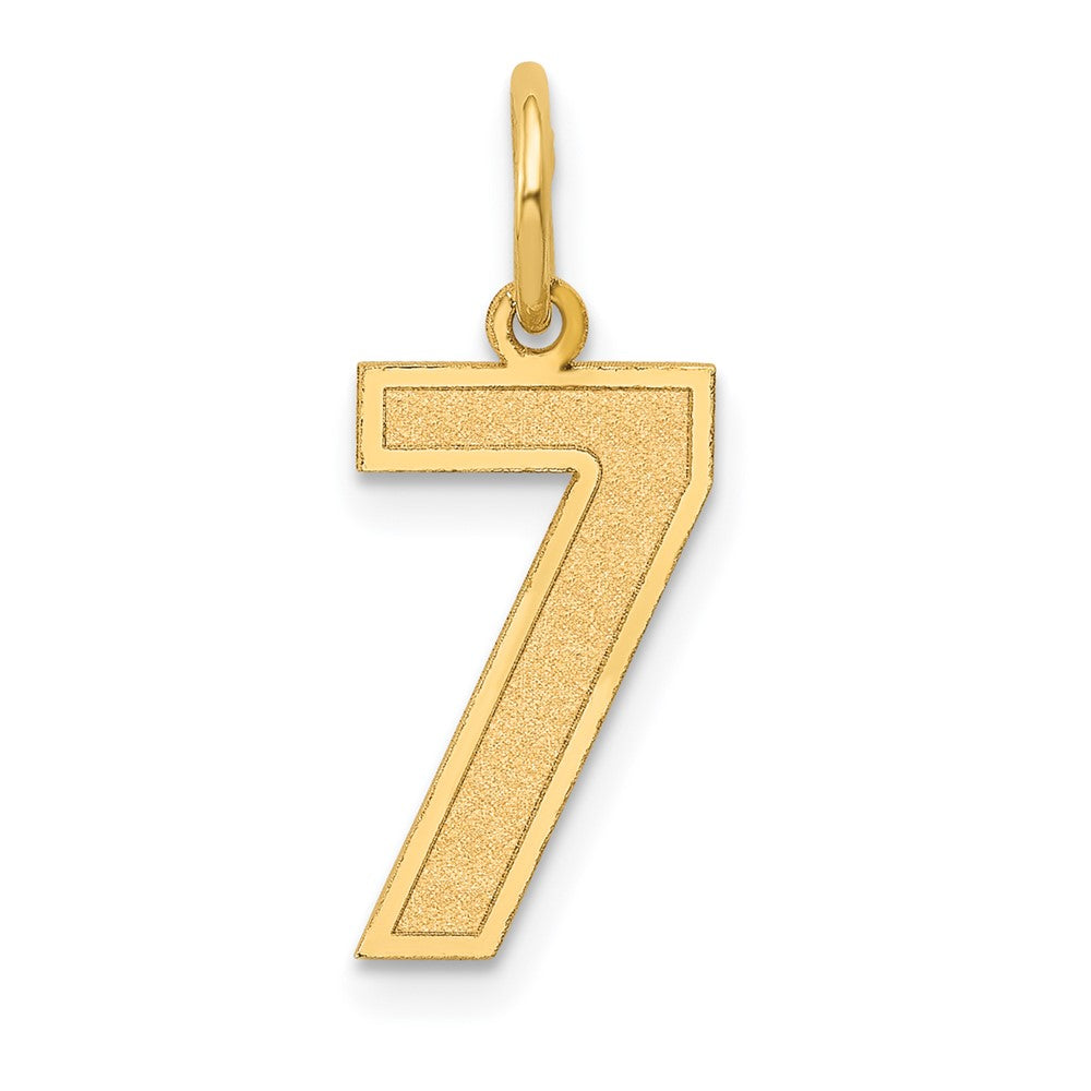 14K Gelbgold 14K Mittel Satiniert Zahl 7 Charm