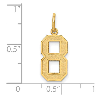 14K Gelbgold 14K Mittel Satiniert Zahl 8 Charm