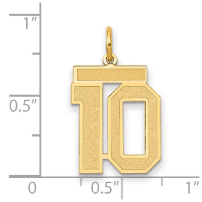 14K Gelbgold 14K Mittel Satiniert Zahl 10 Charm