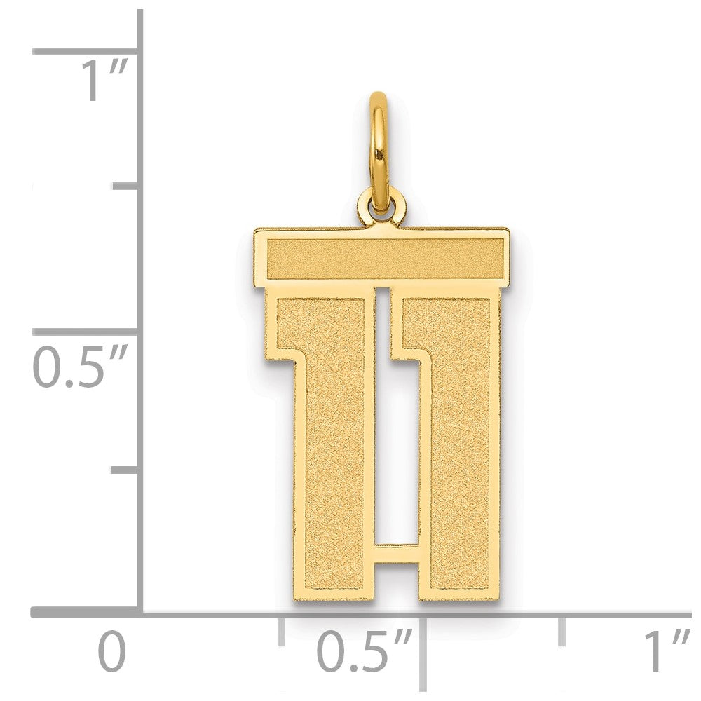 14K Gelbgold 14K Mittel Satiniert Zahl 11 Charm