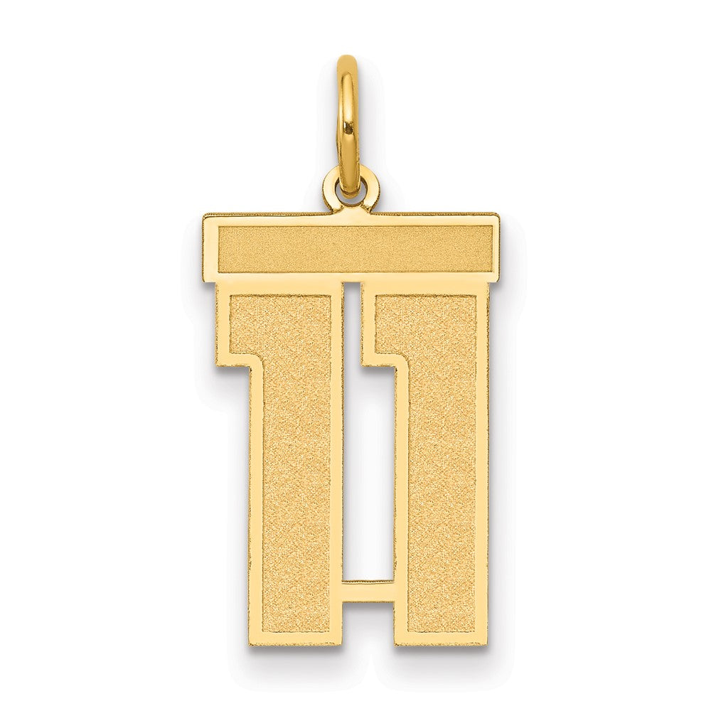 14K Gelbgold 14K Mittel Satiniert Zahl 11 Charm