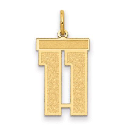 14K Gelbgold 14K Mittel Satiniert Zahl 11 Charm