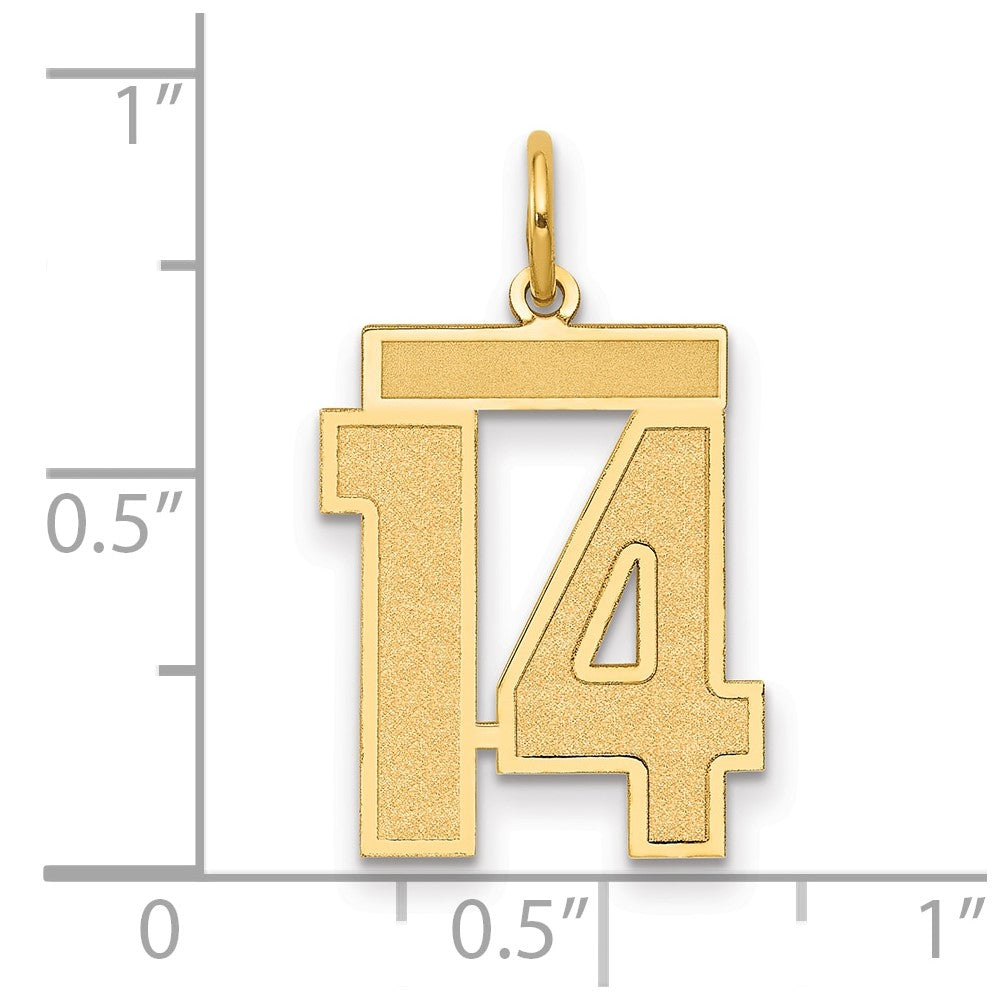 14K Gelbgold Mittel Satiniert Zahl 14 Charm