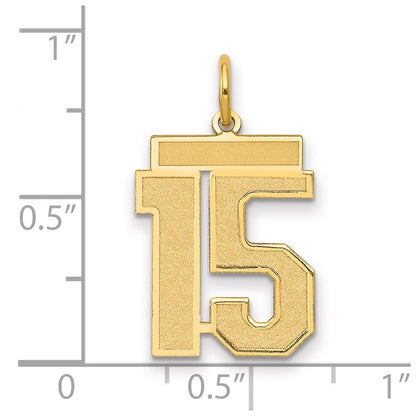14K Gelbgold 14K Mittel Satiniert Zahl 15 Charm