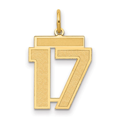 14K Gelbgold Mittel Satiniert Zahl 17 Charm