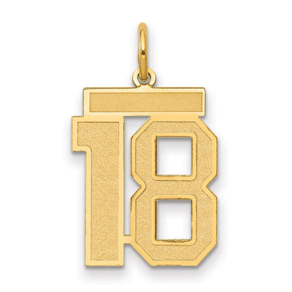 14K Gelbgold 14K Mittel Satiniert Zahl 18 Charm