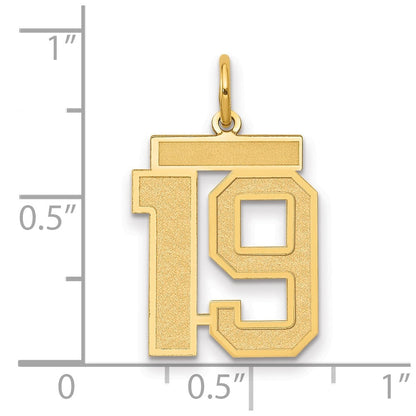10K Gelbgold Mittel Satiniert Zahl 19 Charm