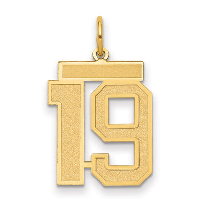 14K Gelbgold Mittel Satiniert Zahl 19 Charm