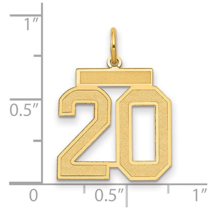 14K Gelbgold 14K Mittel Satiniert Zahl 20 Charm