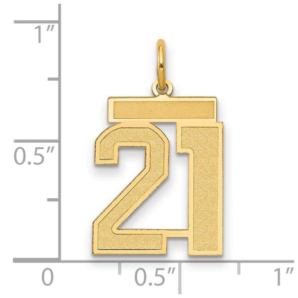 14K Gelbgold 14K Mittel Satiniert Zahl 21 Charm