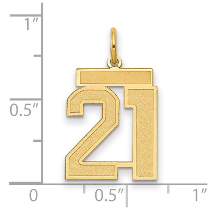 14K Gelbgold 14K Mittel Satiniert Zahl 21 Charm
