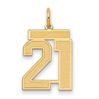 14K Gelbgold 14K Mittel Satiniert Zahl 21 Charm