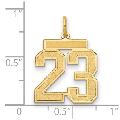 14K Gelbgold 14K Mittel Satiniert Zahl 23 Charm