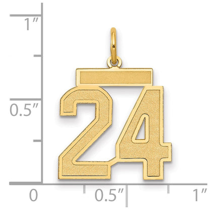 14K Gelbgold 14K Mittel Satiniert Zahl 24 Charm
