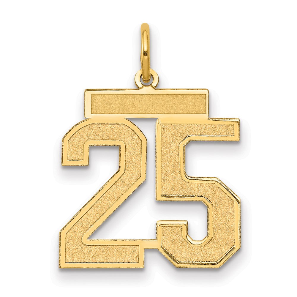 10K Gelbgold Mittel Satiniert Zahl 25 Charm