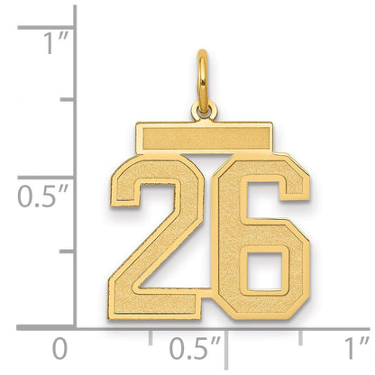 14K Gelbgold 14K Mittel Satiniert Zahl 26 Charm