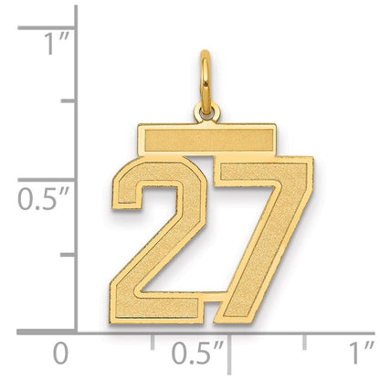 14K Gelbgold Mittel Satiniert Zahl 27 Charm