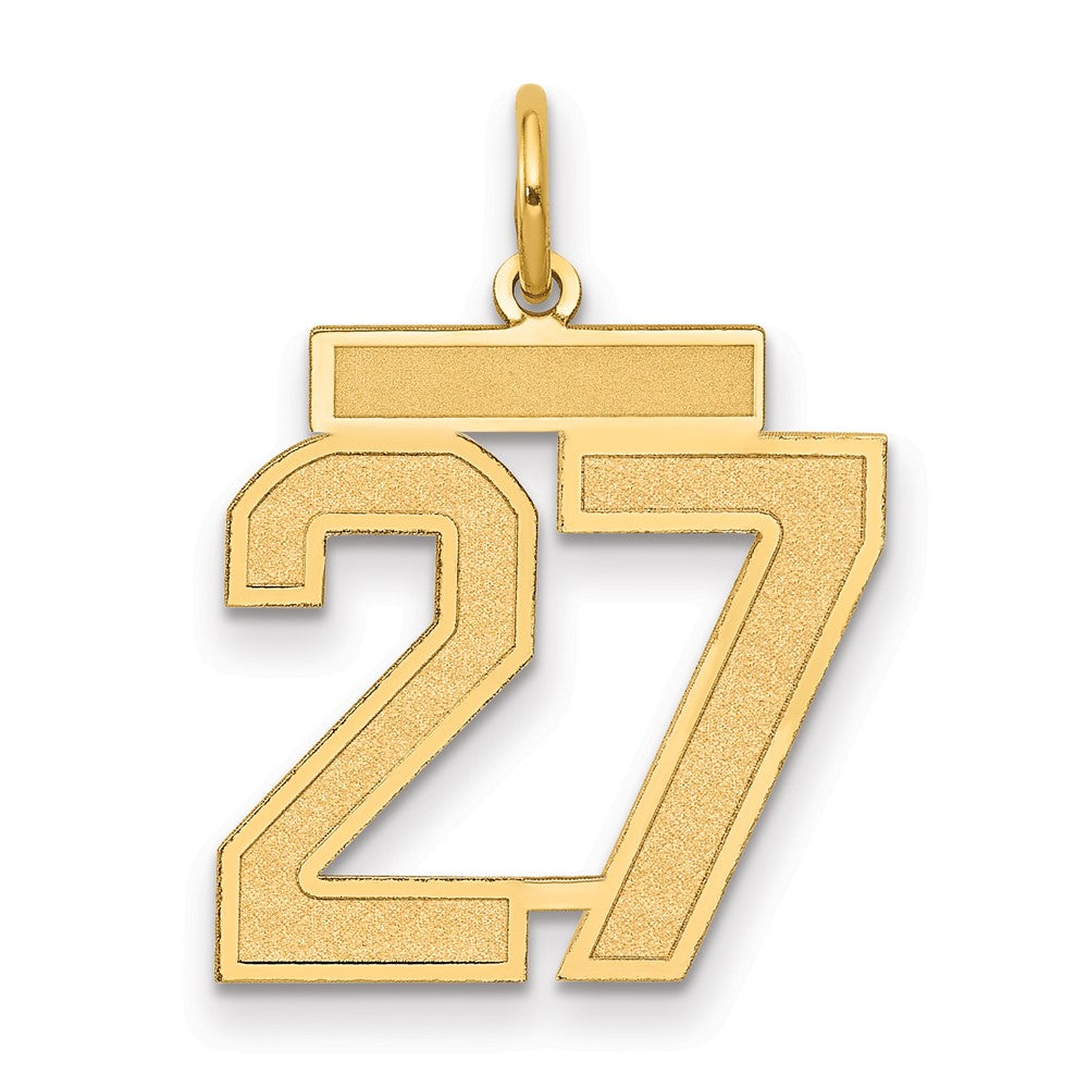 10K Gelbgold Mittel Satiniert Zahl 27 Charm