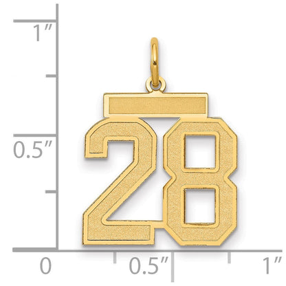 14K Gelbgold Mittel Satiniert Zahl 28 Charm