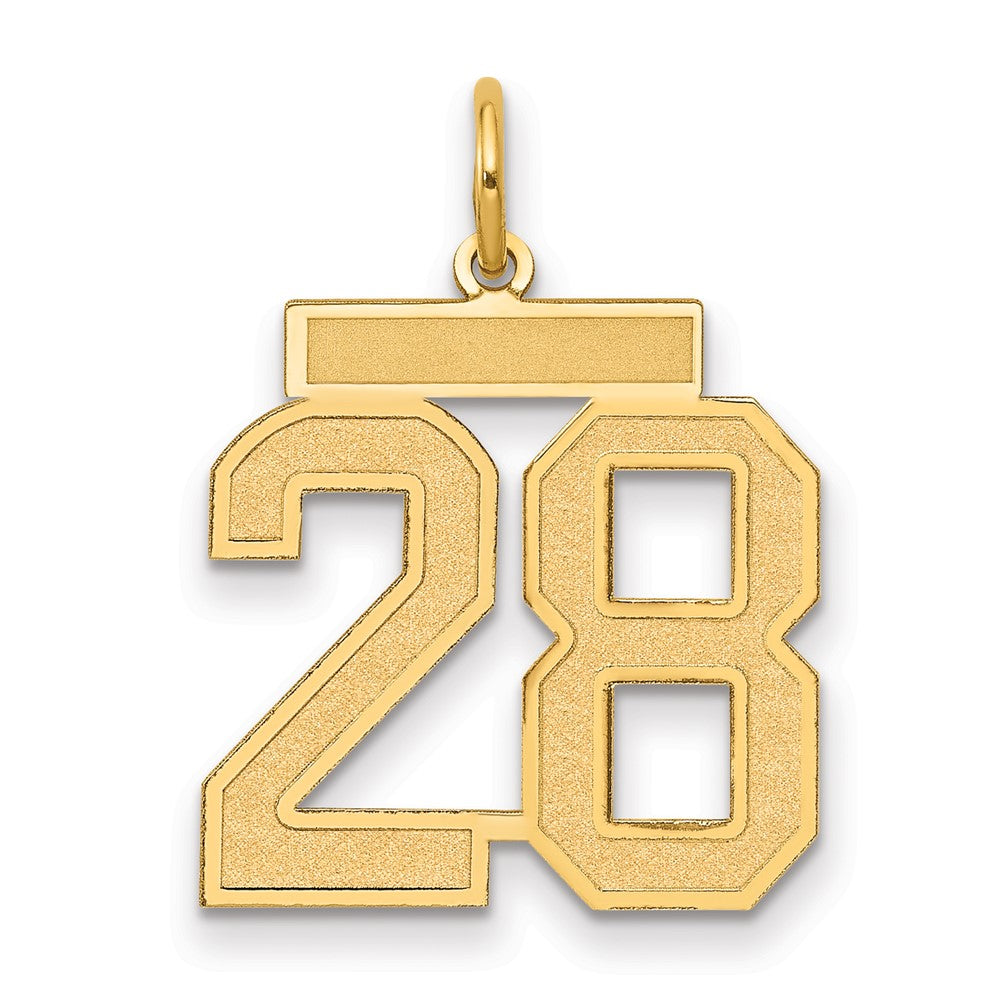 14K Gelbgold Mittel Satiniert Zahl 28 Charm