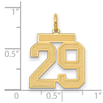 14K Gelbgold Mittel Satiniert Zahl 29 Charm
