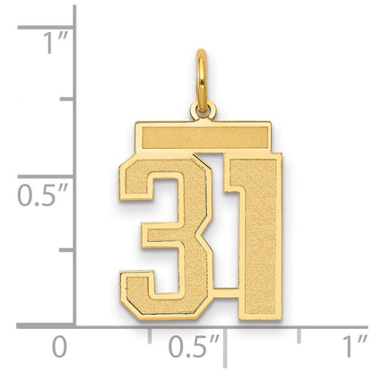14K Gelbgold Mittel Satiniert Zahl 31 Charm