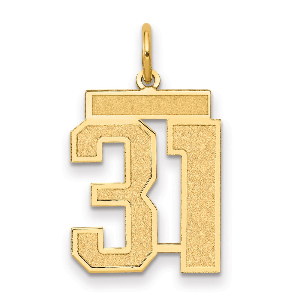 14K Gelbgold Mittel Satiniert Zahl 31 Charm