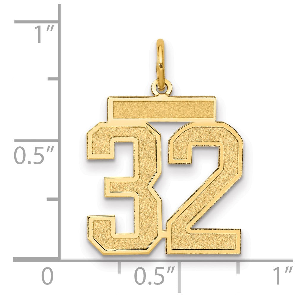 10K Gelbgold Mittel Satiniert Zahl 32 Charm
