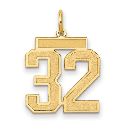 14K Gelbgold 14K Mittel Satiniert Zahl 32 Charm