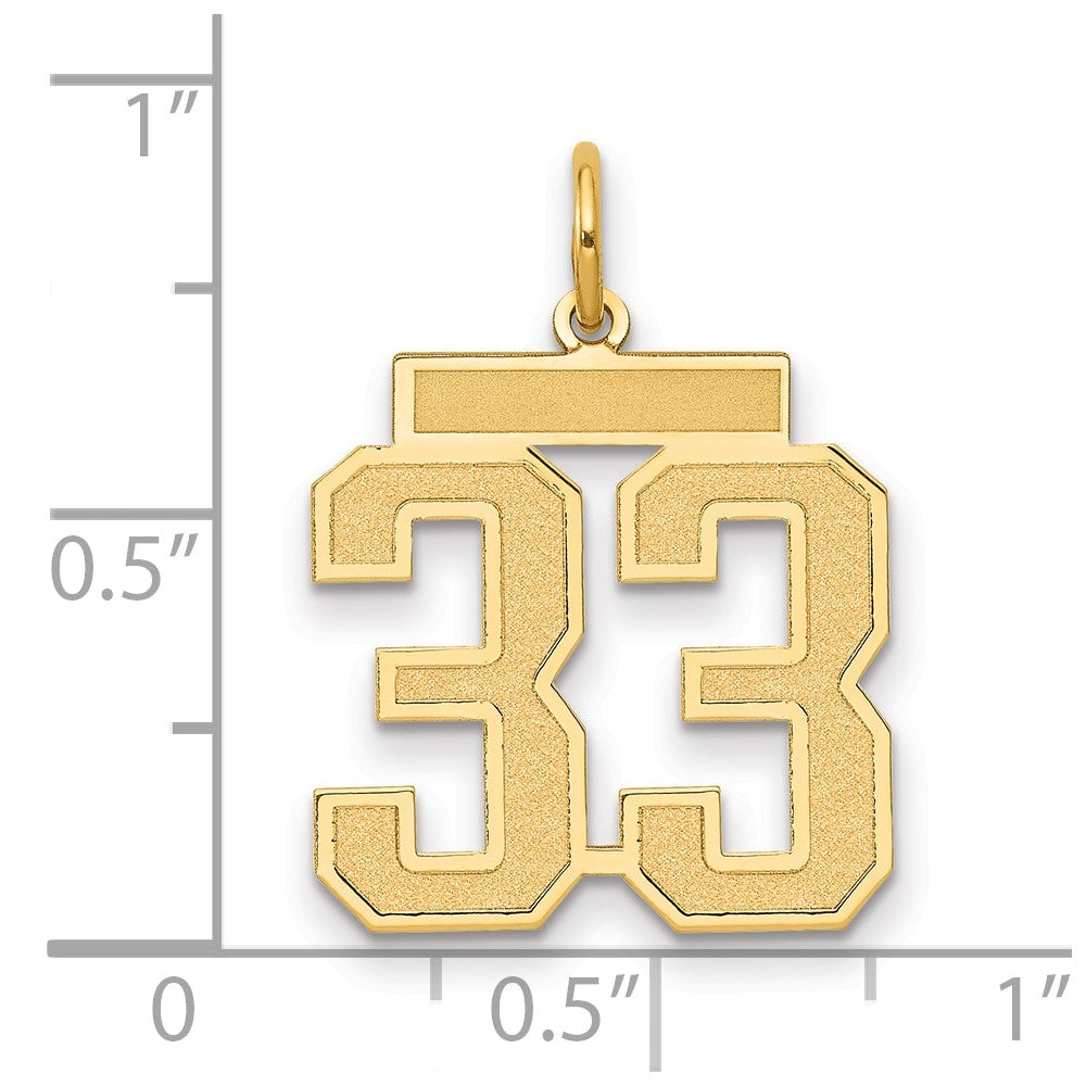 14K Gelbgold 14K Mittel Satiniert Zahl 33 Charm
