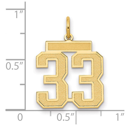 14K Gelbgold 14K Mittel Satiniert Zahl 33 Charm