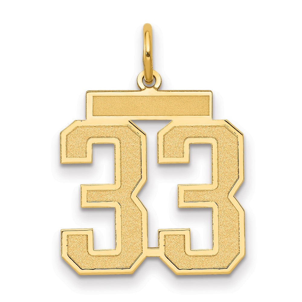 14K Gelbgold 14K Mittel Satiniert Zahl 33 Charm