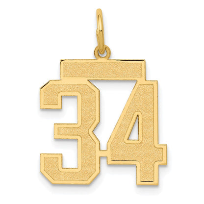 14K Gelbgold 14K Mittel Satiniert Zahl 34 Charm
