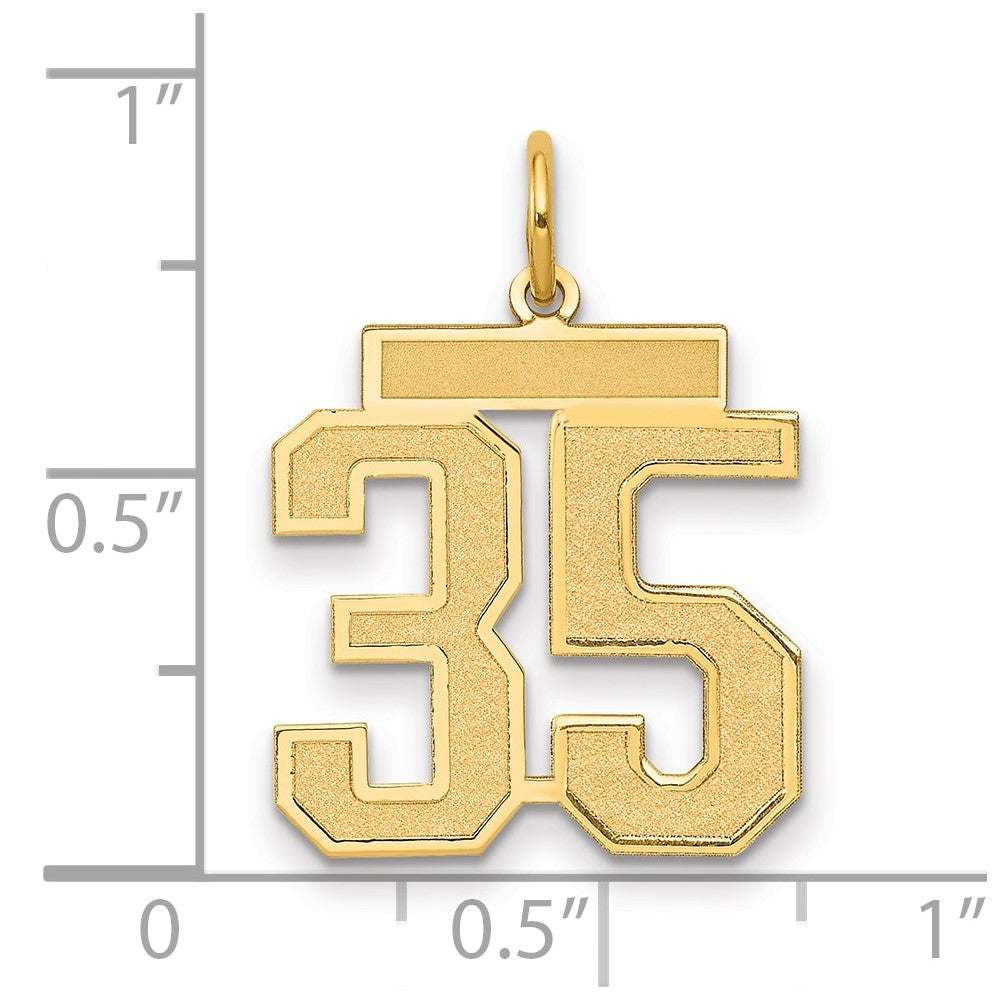 14K Gelbgold Mittel Satiniert Zahl 35 Charm