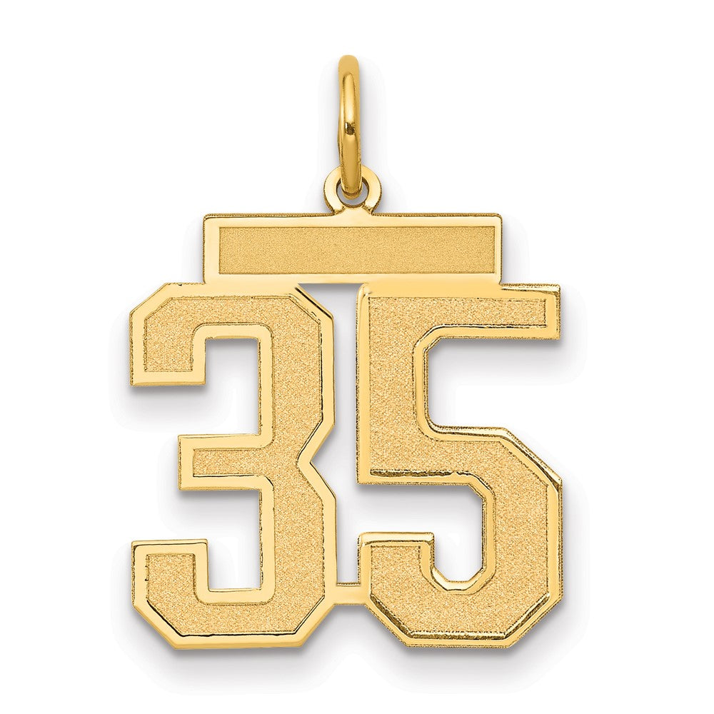14K Gelbgold Mittel Satiniert Zahl 35 Charm